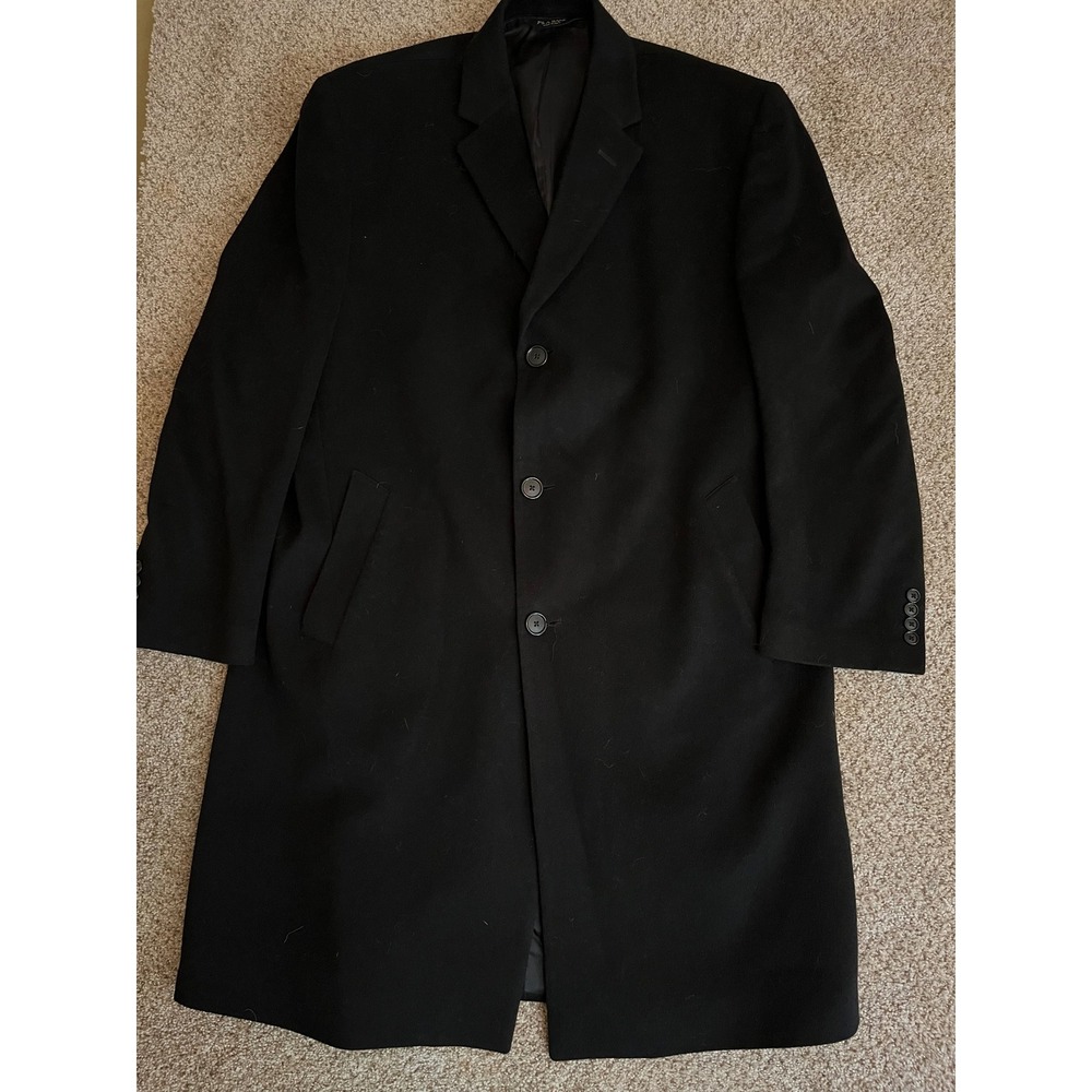 Jos. A. Bank Mens Overcoat 42R Black 100% Cashmere Signature Collection Coat